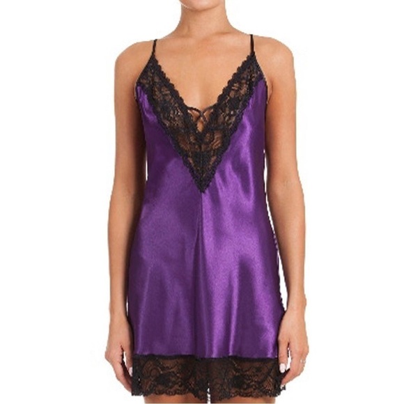 In Bloom by Jonquil Purple Satin Chemise (Excellent Condition, Like New) - Picture 1 of 7